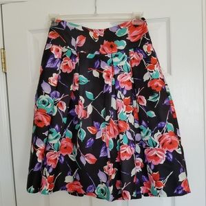 Silk Floral A-line Skirt (with pockets!)